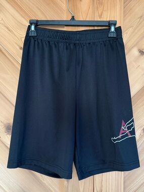 Jordan Black Athletic Shorts with Red & White Graphic - kids XL